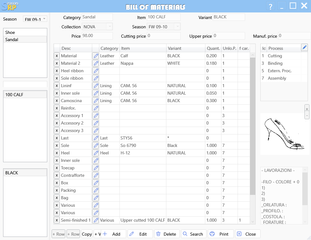 Bill of materials