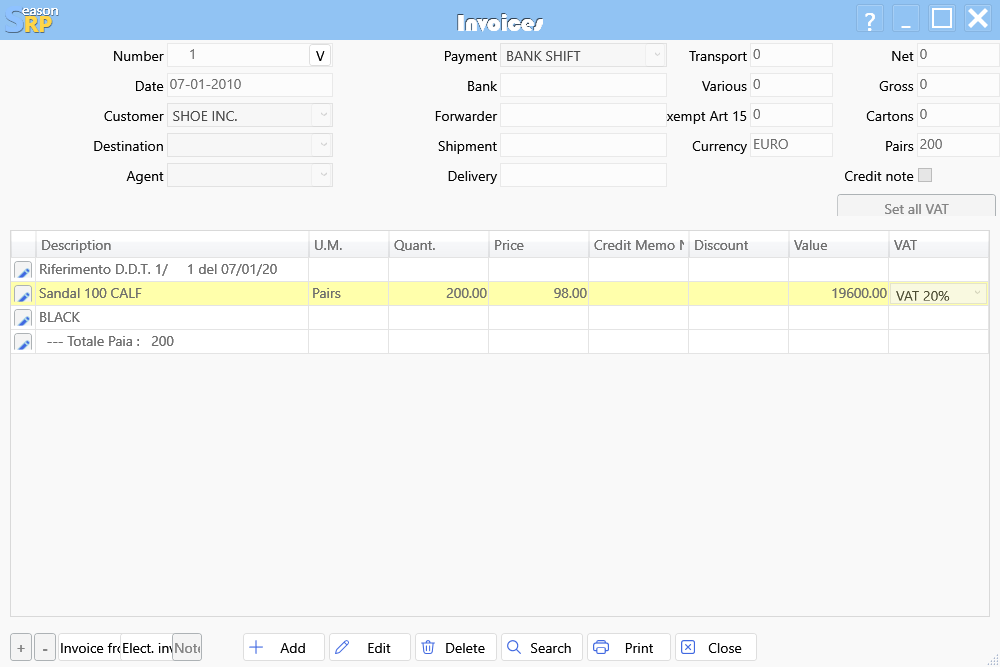 Invoice form