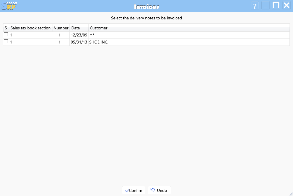 Invoice from ticket