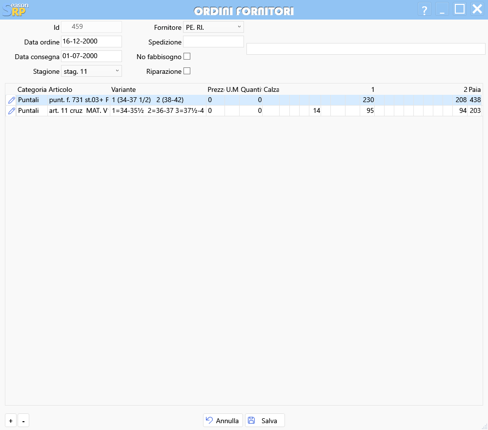 ERP: gestionale ordini fornitori calzature